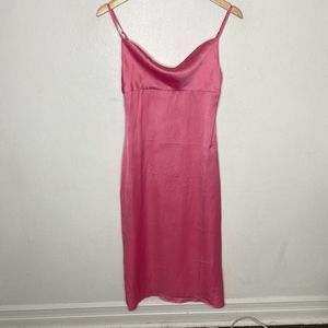 Weworewhat Satin Cowl Midi Pink Sleeveless Dress Barbie Women’s Size 4